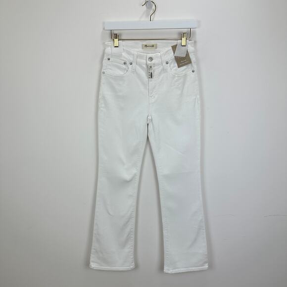 Madewell Kick Out Crop Jeans Pure White Stretch Mid Rise Flare NI961 US 26 NWT - Picture 7 of 13